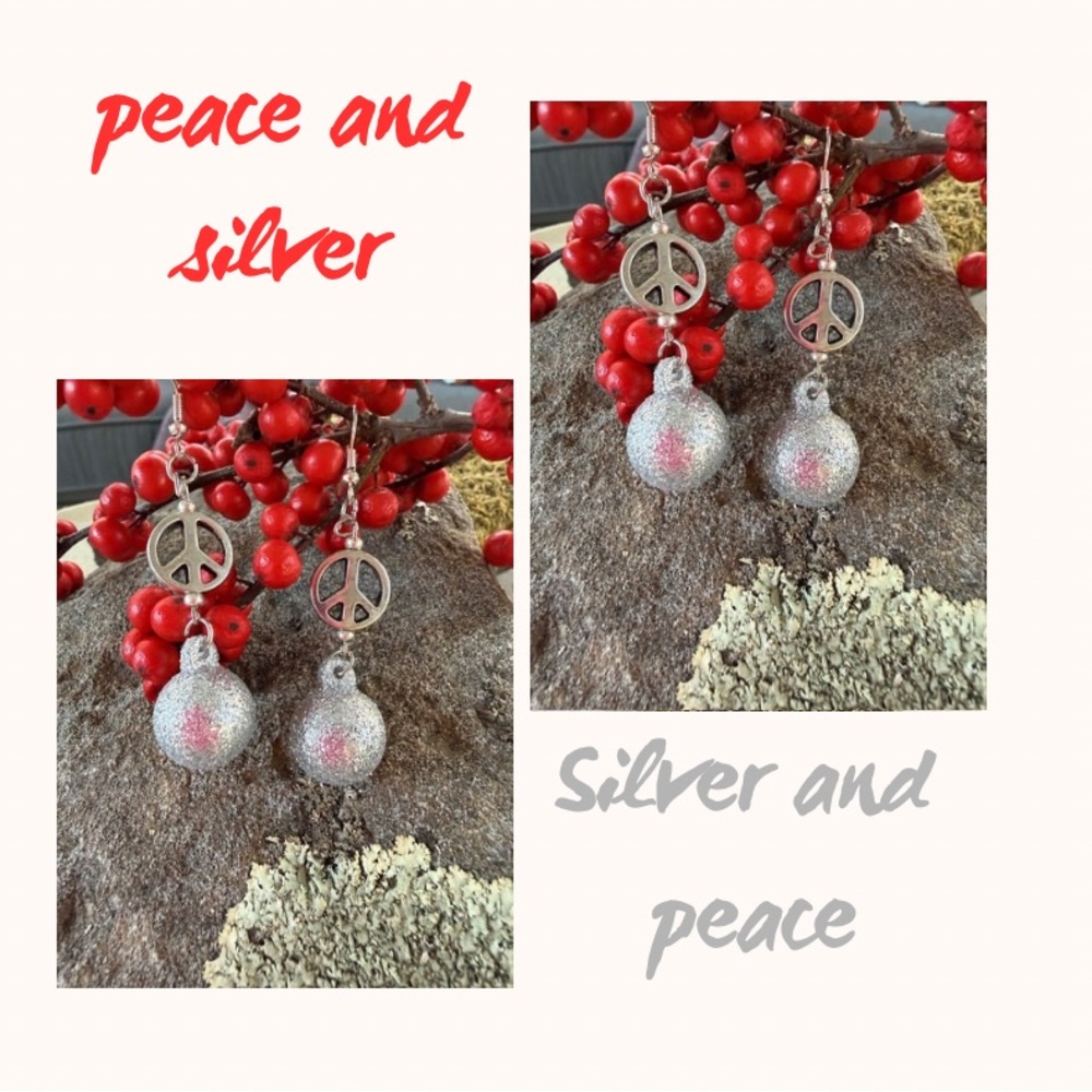 Silver Peace Sign Earrings